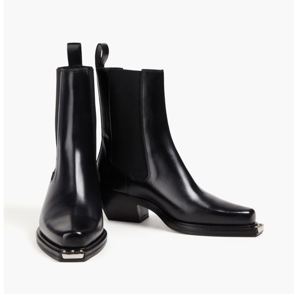 Black Leather Ankle Boots embellished - Picture 1 of 8